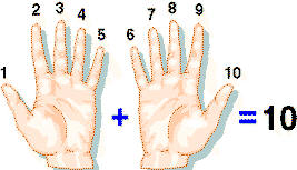 El ser humano encontró en los diez dedos de las dos manos los elementos más próximos y naturales para contar. 