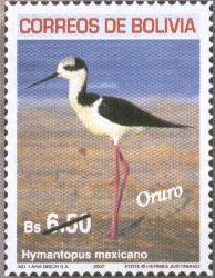 Filatelia: Aves de los Departamentos Bolivianos (1): Hymantopus mexicano