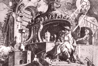 EL ALQUIMISTA. Antiguo taller metalúrgico donde el alquimista trató de transmutar los metales. Usaba tres fuegos: sobrenatural, natural y húmedo, conocido como "bañomaría".