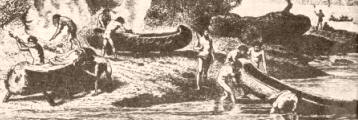 CANOAS. El hombre al horadar con fuego o cavar con hacha un tronco, creó la primera canoa. Al reemplazar los remos por la vela, comenzó a aprovechar las energías naturales. Posteriormente se resolvieron los problemas de equilibrio, resistencia y velocidad