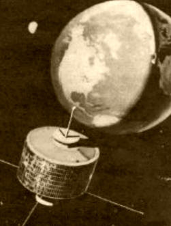 SATÉLITES. El “Syncom” de EE.UU. estaba destinado a transmisiones telefónicas y de teletipos. Constaba de una esfera de 70 cm de diámetro equipado con 3.840 células solares.