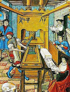 Imprenta del siglo XV. Su introducción fue un importante elemento de difusión de la cultura y las artes.
